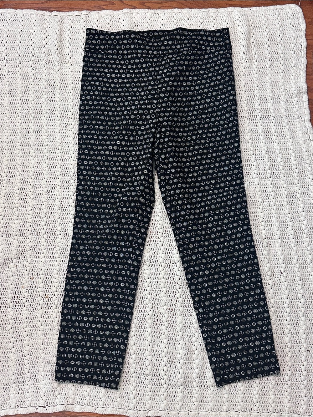 Women’s black and white patterned slacks